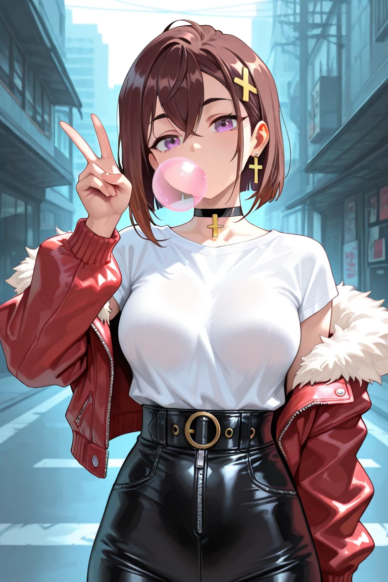 (1 person),(Best image quality, 8k, masterpiece:1.3),((Brown hair bob cut:1.1)),(Swept-apart bangs,Braiding), (Cute eyes, Dark Eyes), (Mole under right eye), (Standard weight), (Large Breasts),(Big Hips), (Glowing Skin:1.1),(Pale skin:1.2), (black lace bra, Black Thong,garter belt,Black knee-high socks),(Sweat),(Night City),(In town),(A fantastic atmosphere),(look up),Ultra-high resolution, Textured skin, Sparkle Effect, Gazing at the audience,High Angle,Heavy breathing, ,Sweatだく,Wet body,Eating a popsicle,smile, On all fours,Saliva stringing, Long coat,Passersby