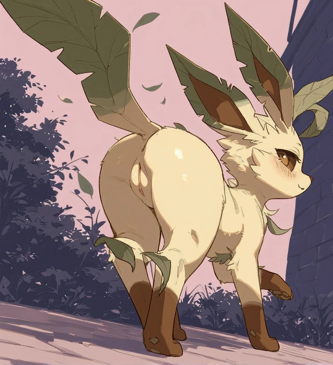 Highest quality, Highest quality, High quality illustrations, masterpiece, Ultra-high resolution, Detailed Background, night, Absurd, Perfect Anatomy, Good lighting, Shadows in the movies(kemono, Furry PersonifiCation), Shaymin, anthro, female, NSFW, pussy, tits, crouching, behind view, back view, looking back at viewer, low angle view, worm's eye view, first person view, Stick your butt out, Pay attention to the butt, looking at viewer, smug smile, sultry grin, tongue out, licking lips, dominatrix, dominant female, naked