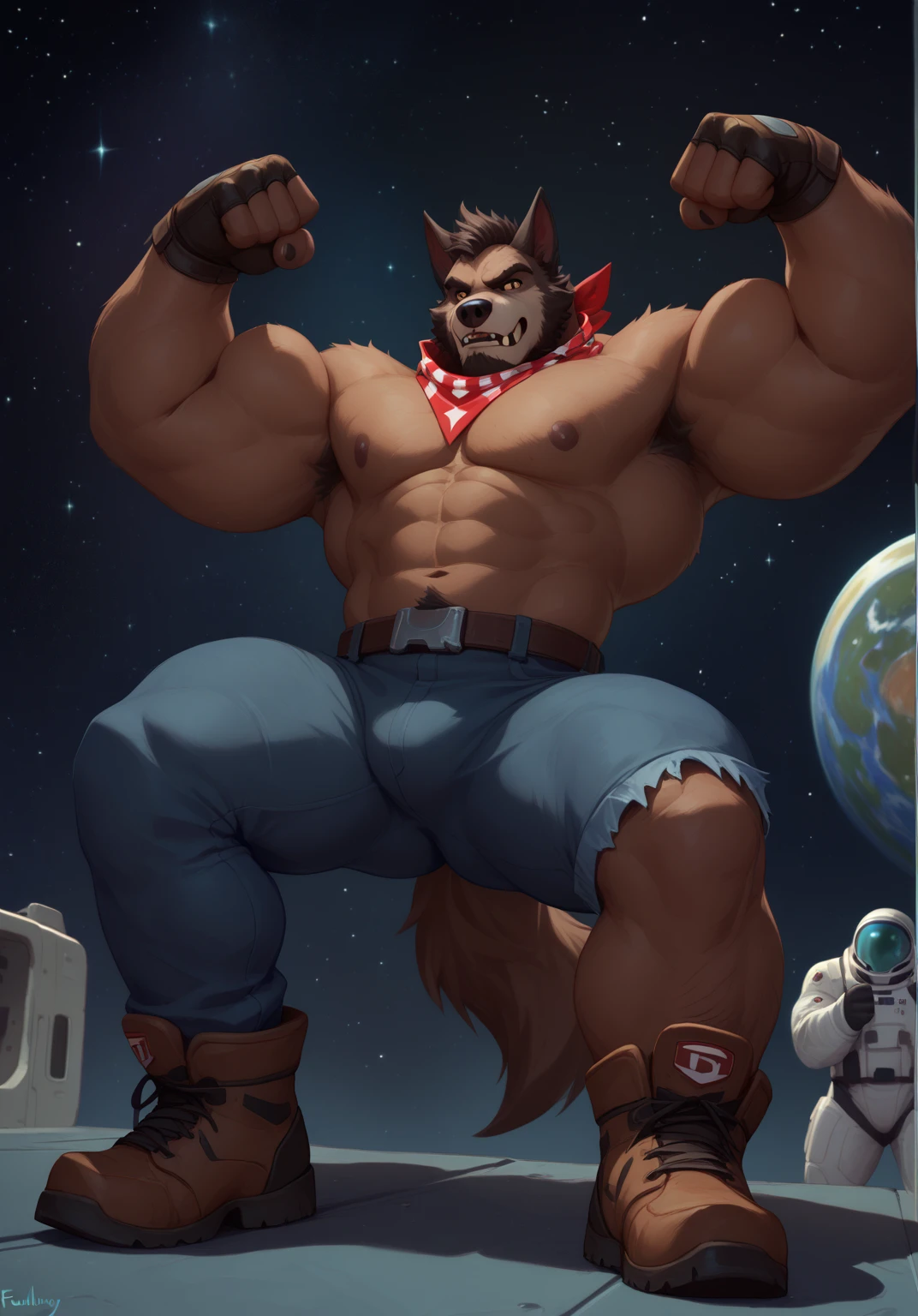 nj5furry, (((BACK))), (((BACK))), (((BACK:1.2))), (((BACK))), (Leomon, massive, huge, young face, teen, bodybuilders body), Leomon, ((extremely realistic shadows, masterpiece, extremely detailed, photorealistic)), kemono, young, teen, ((16 years)), firm back, massive back, round butt, firm and shapely buttocks, back, broad shoulders, standing on your back, firm buttocks, round buttocks, shapely buttocks, massive and very muscular back, (((BROWN FUR))) Leomon, ((detailed face)) red nose, red eyes, ((detailed eyes)), smile, mischievous smile, mischievous expression, white teeth, mouth slightly open, red tongue, brown skin, brown fur, brown hair, sexy, height 3 meters high, the optimal height, tight clothing, body full of muscles; muscle bulge pecs, bulge in the crotch, massive ripped abs, V-shaped body, thick waist, long legs, strong arms manly, handsome face, attractive cool calm face type with a cold smile, bodybuilder body, topless. Snow forest, night, moon, moon rays, nebula; bulge in the crotch, wears a tiny thread thong that reveals huge, muscular thighs, bulge biceps, looking at viewer. Everything was big. His shoulders ridiculously broad, his back absurdly wide and the rear of his upper arms indecently muscular. Even his perfectly round arse looked huge as it struggled to contain the material of his extremely tight, thread thong.
A mini muscle bull in the making. A potential PRO competitive bodybuilder. Even the back of his head was hot. And his mini bull neck.