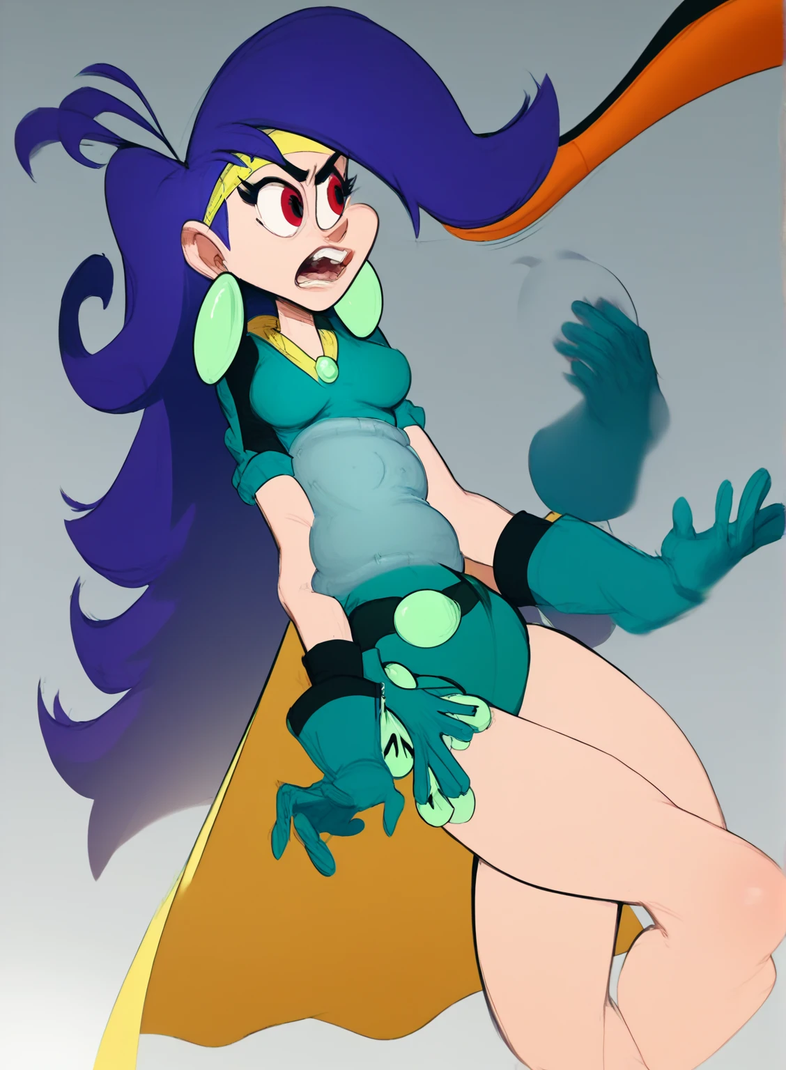 score_9, score_8_up, score_7_up, solo, 1girl, cute, blue hair, exposed midriff, mechanical joints, happy, outdoors, park, dynamic pose, cowboy shot, dynamic angle, looking at viewer, black eyes, crop top hoodie, panties, very chubby