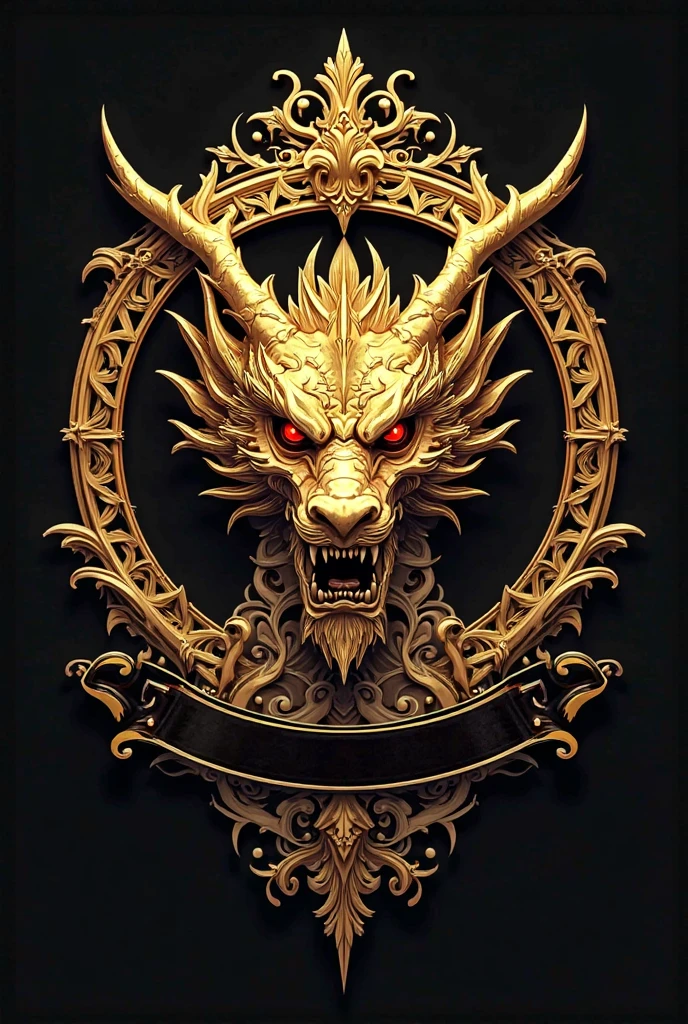 There is a metal western faucet，metal dragon face, Golden Dragon, drank, faucet, dragon centered, 3D design, ryujin, Strong metallic texture，Metal dragon shield，Gothic style，Cool，