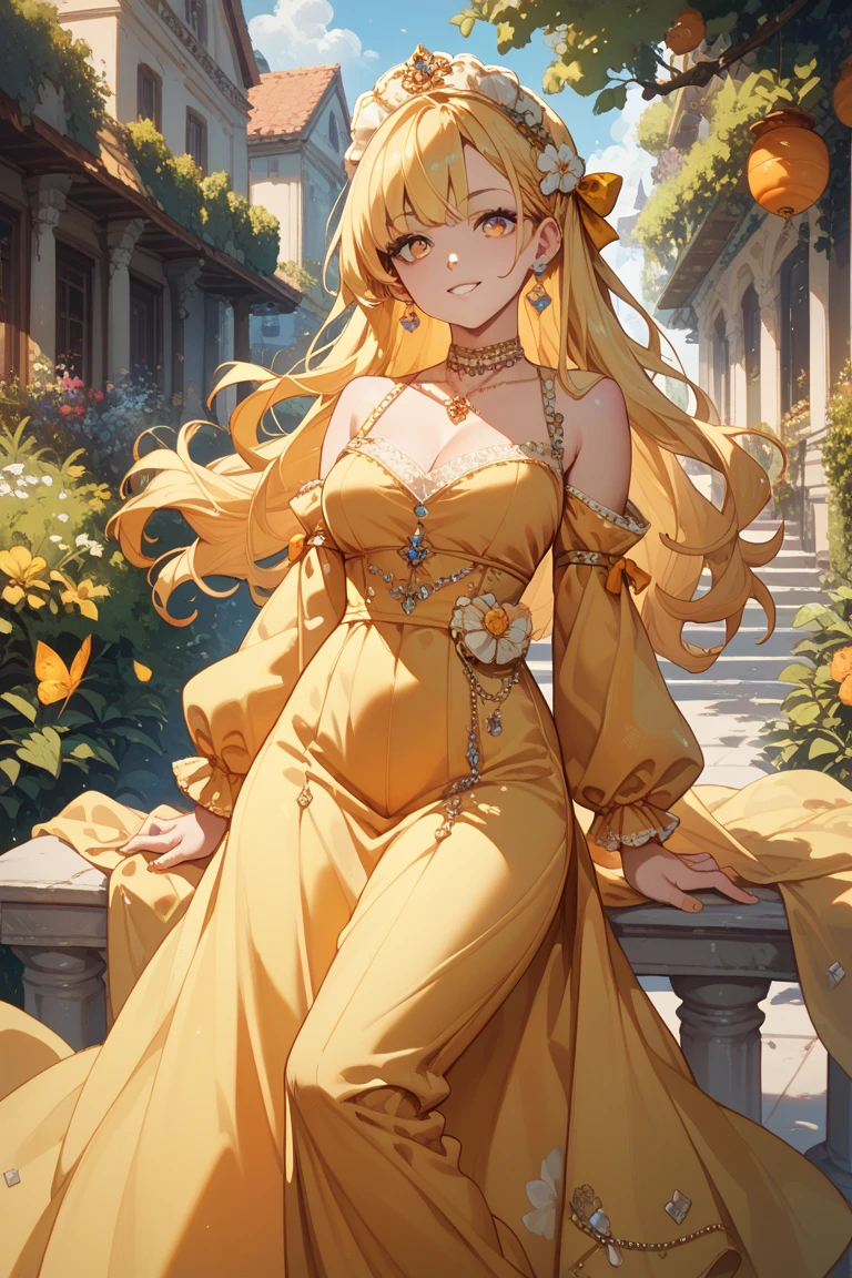 {{{{masterpiece}}}}, {{{Ultra-detailed}}}, {{{High resolution}}}, {{Excellent anatomy}}, (((highest quality))), ((Very delicate and beautiful)), {{Very detailed and delicate}}, {8k CG wallpaper},、Extremely detailed, solo, Perfect Face, Beautiful face, Highly detailed face,(Mastepiece), (Best Quality)、One female、Best Style、Beauty、The most beautiful woman in the world、(((Yellow sheer dress:1.5))),((Big Breasts))、(((Pink long hair)))、a 黄色 tree lined path with leaves on the ground, breath-taking Beautiful trees, breath - taking Beautiful trees, Blossoming Road to Heaven, Bright but gloomy gold, Golden Autumn, wonderful, Yellow carpet, Yellow hue, Beautiful trees,Golden Leaf, During the fall、