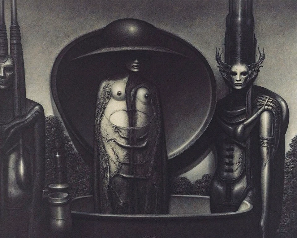 art by carlos schwabe, etel adnan, john collier, dynamic shapes, particles, underworld kingdom surrounded and covered with luminous skulls