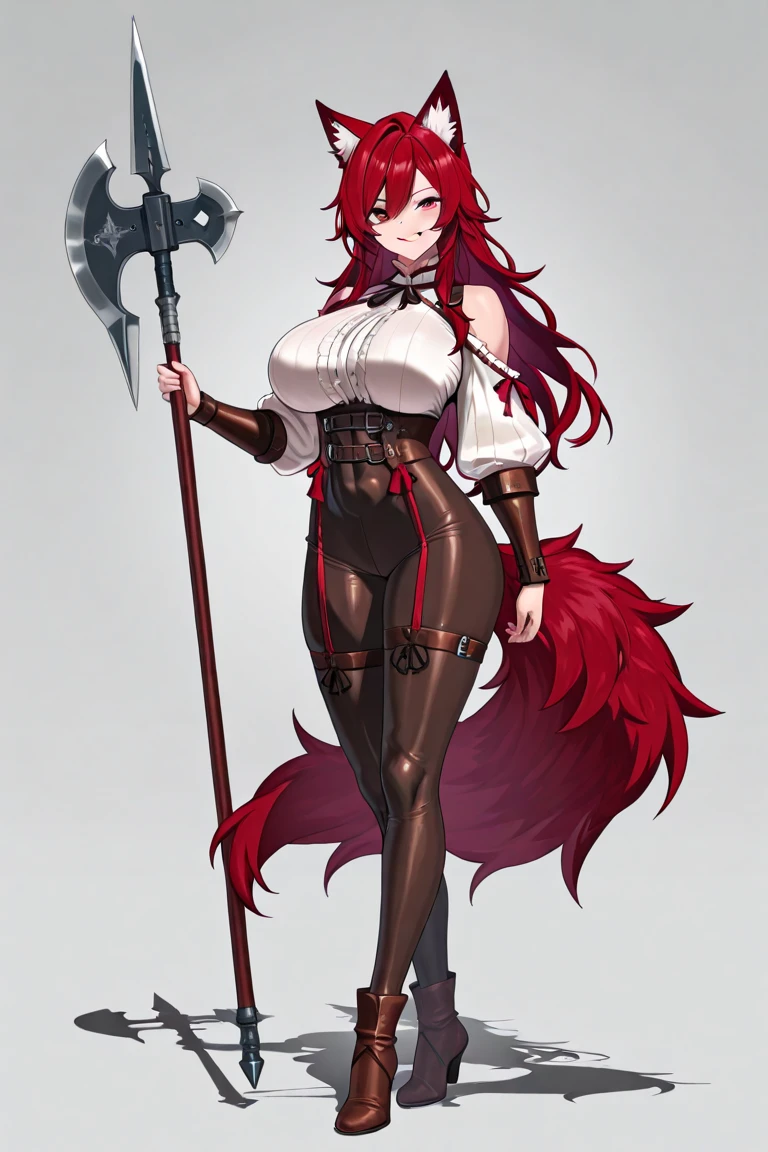 masterpiece, best quality,<lora:SinderV1-000100:1.0>, SinderNor, 1girl, breasts, spikes, jewelry, virtual_youtuber, bracelet, skirt, thighhighs, tongue_out, spiked_bracelet, tongue, large_breasts, shirt, black_skirt, boots, blonde_hair, fishnets, wolf_tail, looking_at_viewer,