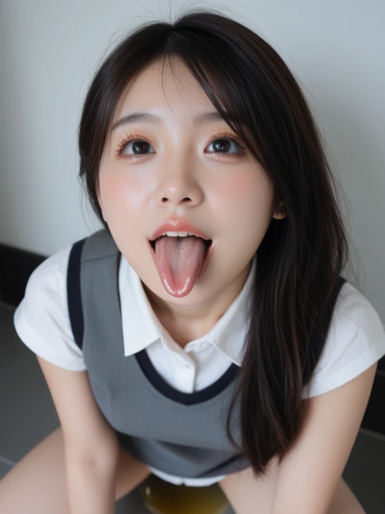 (((shoot from above, oral sex, blow job, licking penis, naked))), masterpiece, photo, realistic, high quality, 8K, 1girl, very young girl, 1boy, penis, naked girl, on bed, (((closed eyes, scream with orgasm, look at viewer))), close up face,(((ejaculation, cum on face, cum facial, cum on tongue, cum string))),