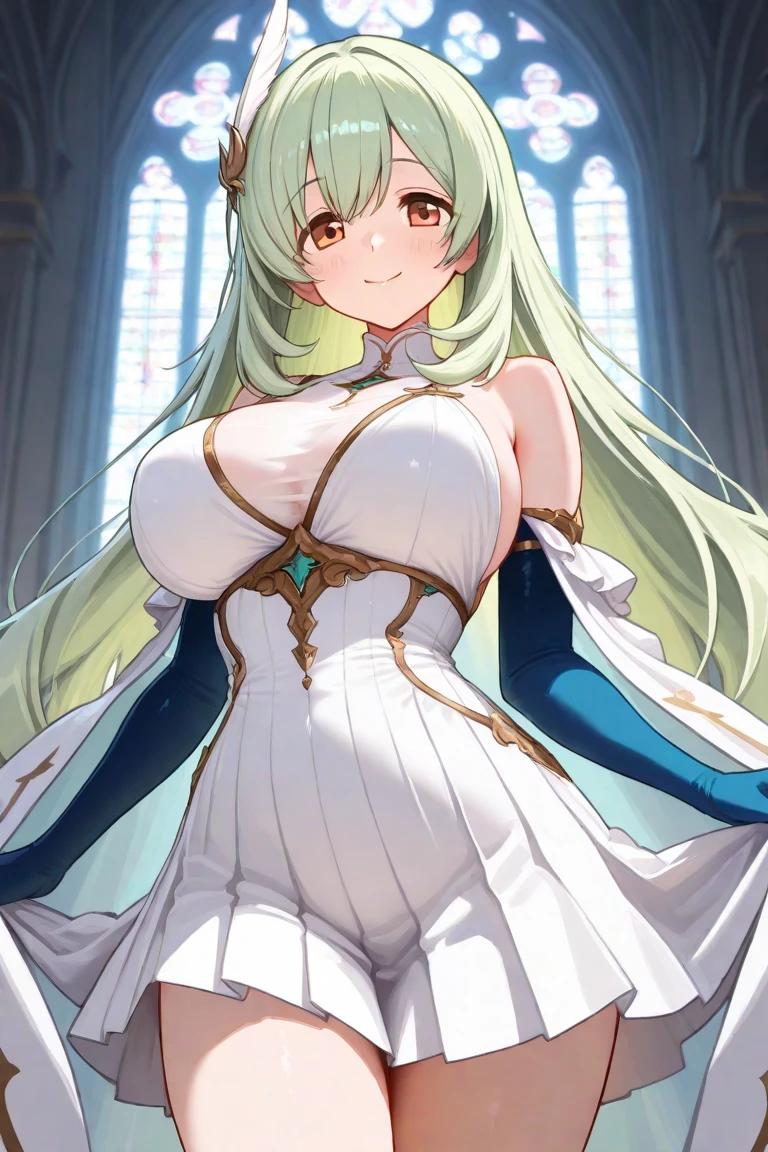 c.c.、Code Geass、Green Hair、Wedding dress、church、Stained glass、Cute Woman、Thick thighs、Best image quality、High resolution、masterpiece、super high quality、Spread your legsしゃがむ、orgasm face、Spread your legsしゃがむ、Black patterned panties、Big Ass、Big Breasts 、Blushing、4K quality、Blushing、Proud face、Wearing black knee socks、bed、Spread your legsしゃがむ、Sweaty all over、Heavy breathing、Chest is bobbing up and down、heart、Condescending look、Low - Angle、Zoom in on the crotch、Cowboy Shot、Sit on the living room couch with your knees raised, Spread your legs