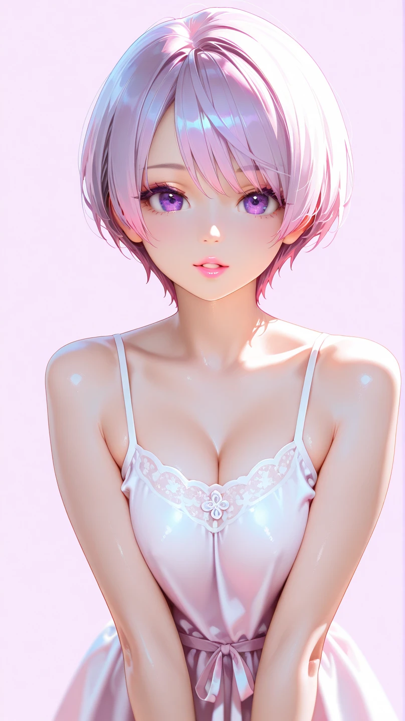 NSFW,((highest quality, 8k, masterpiece :1.3)), 1 girl, pretty woman with thin abs :1.3, (medium short hair, huge breasts :1.2), pajamas:1.1, super detailed face, fine eyes,