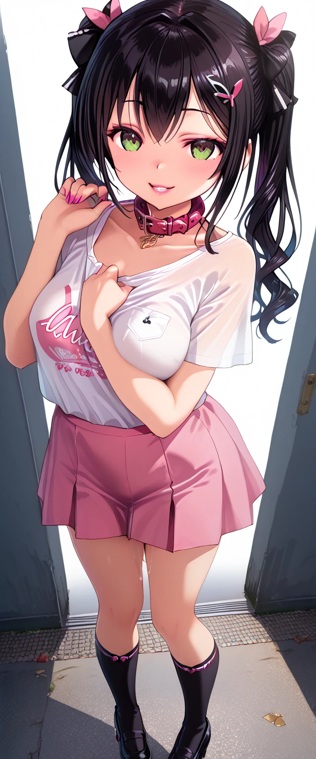 setting: best quality, high resolution, nsfw,
main person: (((((1 woman with penis))))),
main person is Aya,
Aya's face: aroused,
Aya's cloth: (T-shirt), ((skirt lift)),
Aya's pose: spread leg