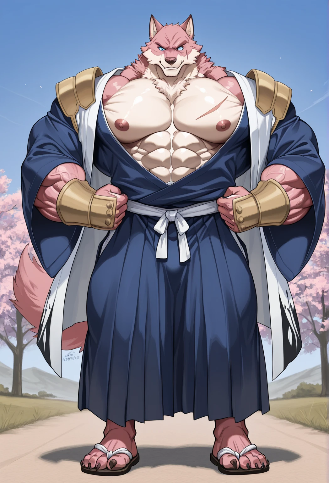 masterpiece, best quality red eyes, game cg, 1boy naked and V-Line sweating, solo, male focus, (looking at viewer), full body, sweating, natsu_dragneel Natsu Dragneel, pink hair, brown eyes, shirtless naked, ((white scarf:1.2)), toned muscle sweating, pectorals, 8 abs, toned legs, naked legs, slightly bulged, detailed, bedroom lighting, well lit, naked body, bedroom in the background, ((full body)), (naked thick penis :1.5), ((round tinted glasses)) (( tattoo on pecs))