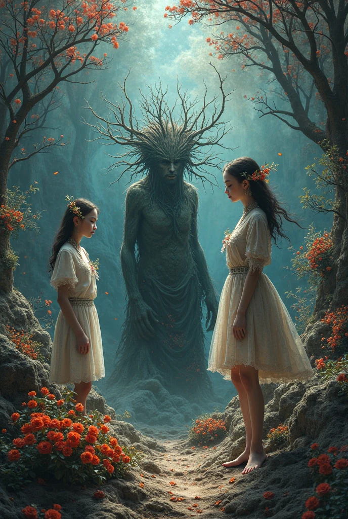surreal-xl, absurd, bizarre, eerie, fanciful, fantastic and ludicrous, Shadow people watching us inside a dark horror forest, heroic lighting, folklore, intricate, highly detailed, lifelike, photorealistic, digital painting