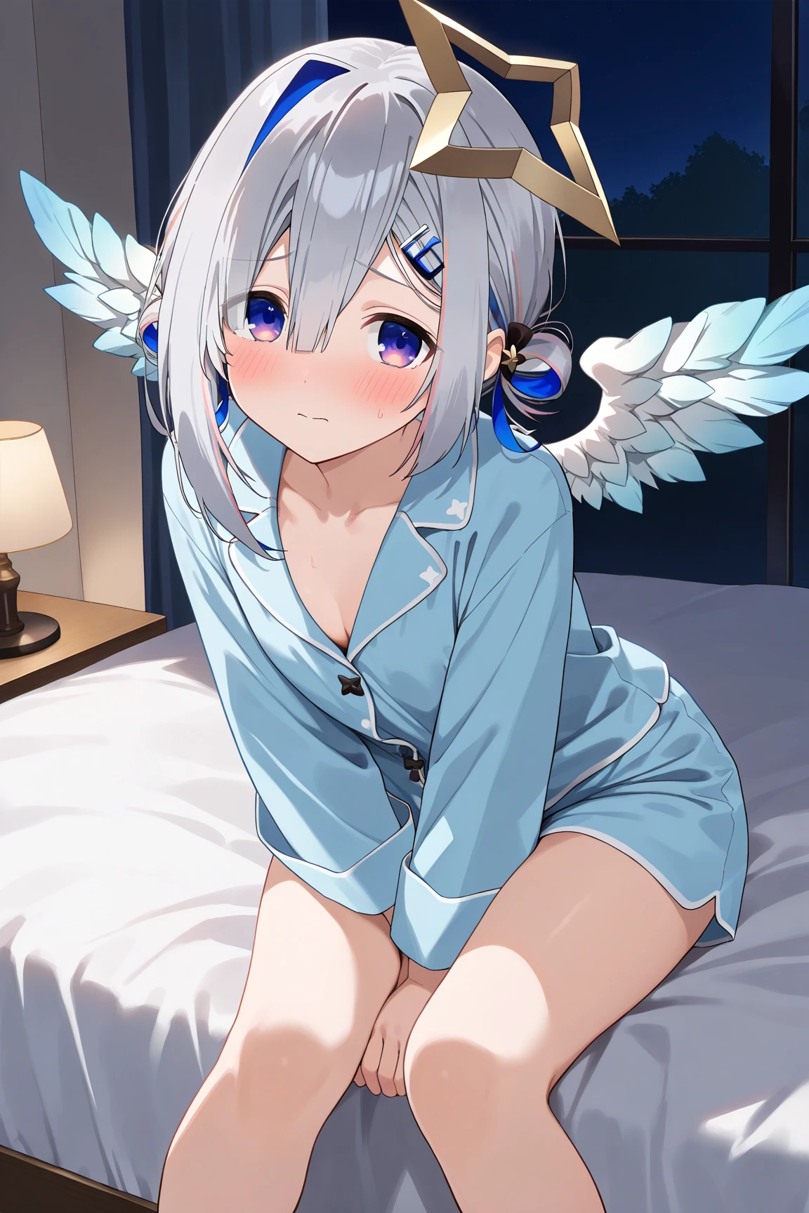 super high quality,Amane Kanata,,nakedr view,small ass,whole y。,short hair,nice,face down。lie down,dark-colored eyes,