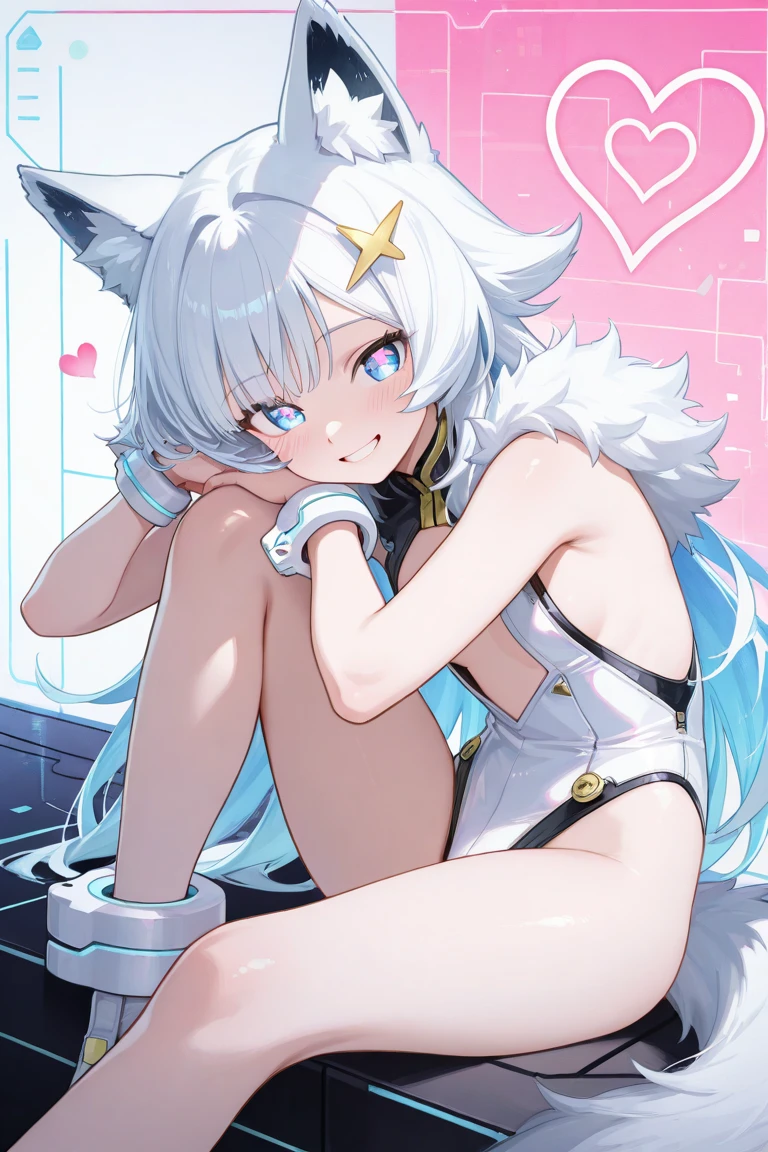 1girl, short hair, pretty face, whitening makeup, blazer uniform, summer clothes, big breasts, short sleeves, piercings, cleavage, tight skirt