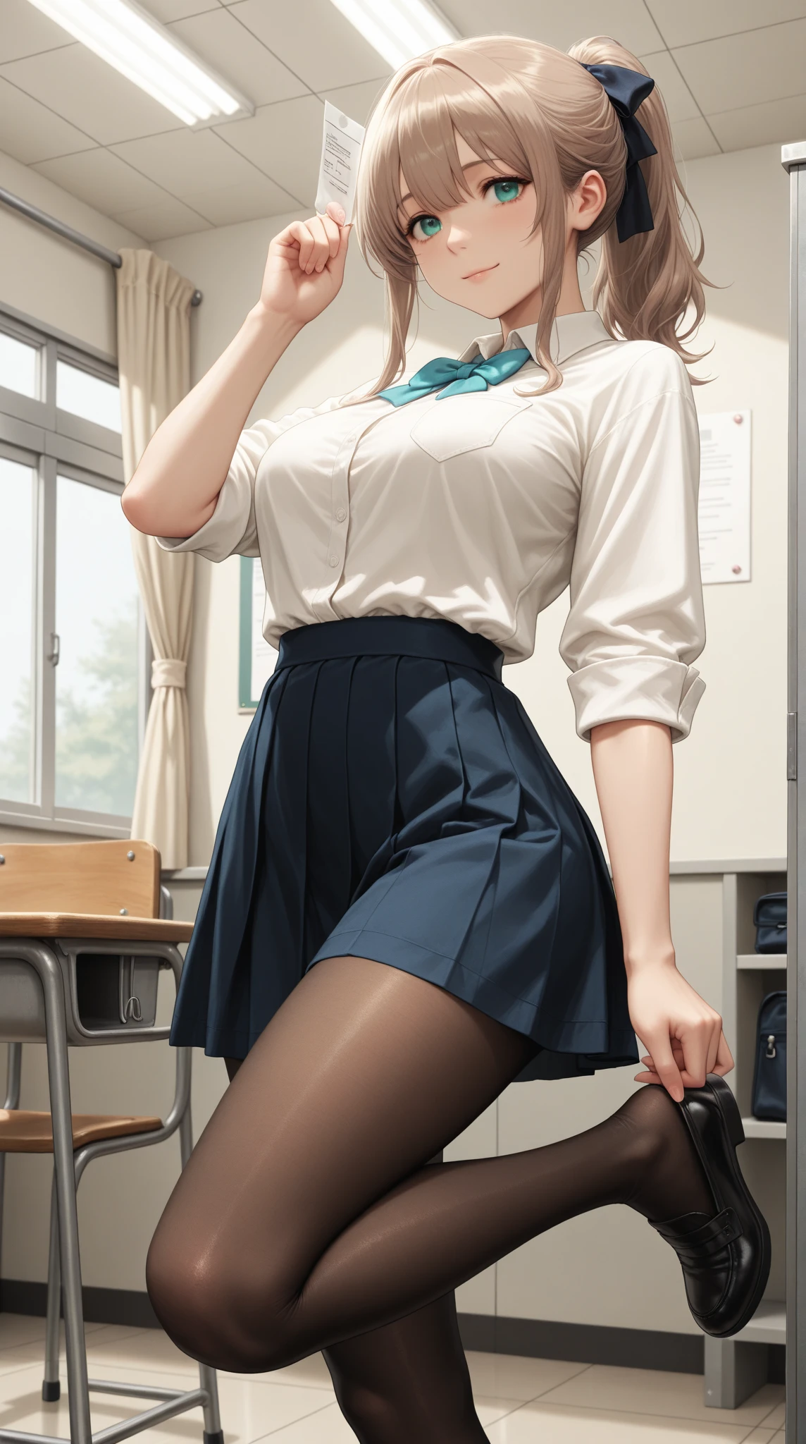 ((Masterpiece, highest quality)), (MAX resolution, distinct_image), Perfect Anatomy, 1 girl, Bangs, (Black hair:1.2), (Long straight hair:1.2), Embarrassing, drooling, (school uniform), dark grey blazer, pleated skirt, (Skirt lift:1.5), lifted by self, show off panties, Panty shot, ((see through white panties)), classroom, (night:1.1),(dark background:1.2),