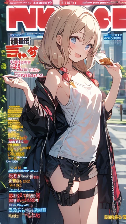 anime、High resolution、Gentle smile、Magazine cover style、Sensational headlines、Casual jacket and shirt、skinny pants、sneakers、A busty, chubby girl shows off her charms at an autumn campsite、Perfect proportions、Cowboy Shot、Very big saggy 、Fatty legs、Sweaty、Clear eyes
