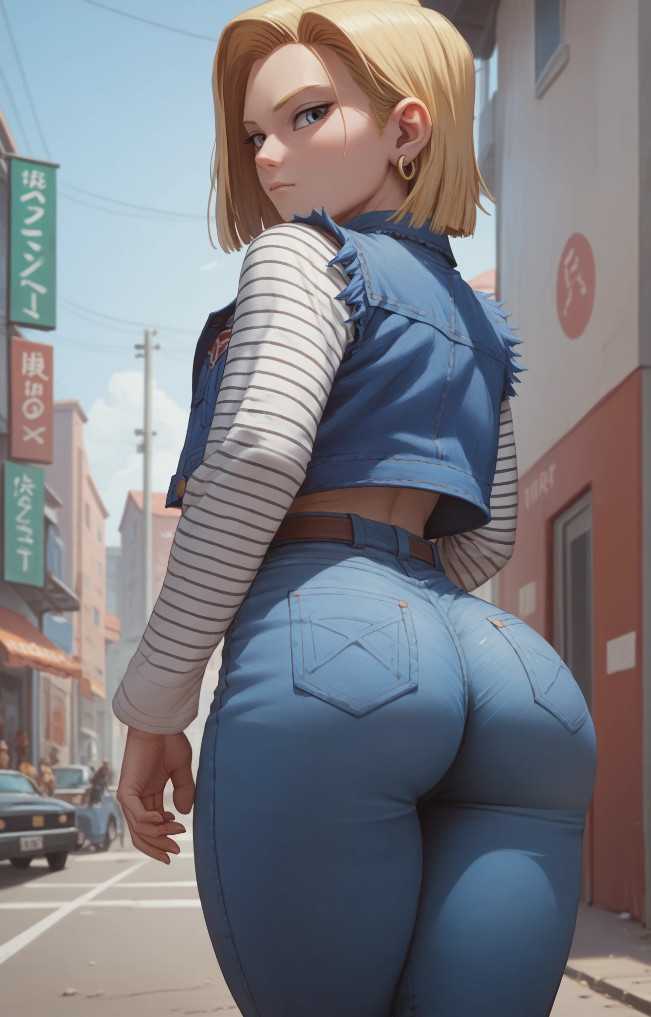Portrait photo, from behind, ass focus, hard light,
1girl, young woman, sexy, fair skin, stylish, makeup, (freckles:0.8), Small breasts, cleavage, slim waist, wide hips, thick thighs, curvy
wearing cargo overalls
in Abandoned amusement park with faded carousel and Ferris wheel
BREAK
Golden Blonde hair, A-line bob with side bangs,
<lora:Sexy-Polish:1>
<lora:add_detail:0.5>