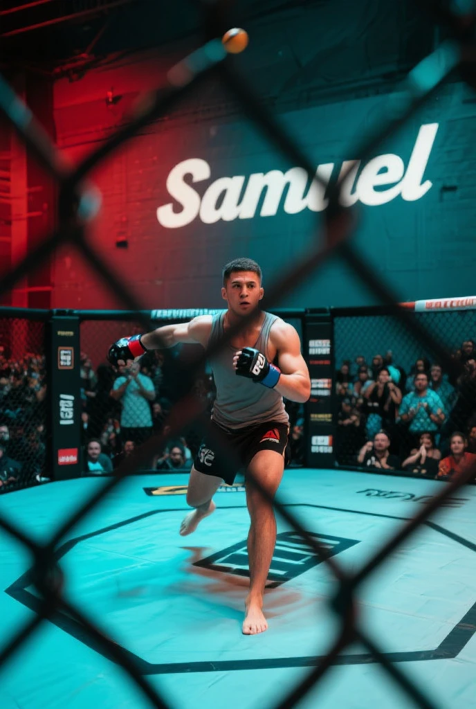 Put Mike tyson and Connor McGregor nexto him and put them all in UFC shorts
