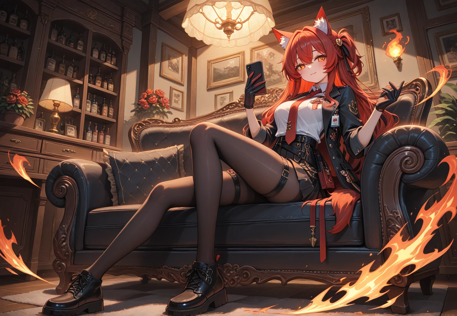 (lying on the bed), Are sleeping、lying on one's side、closed her eyes、((((High leg panties taken off to the knees))))、((Eight-headed body))、Female one、Green sailor color、White shirt、Green skirt、thigh-high socks、poneyTail、high waist skirt、a black ribbon、long、Bloods、terrifying、ripped clothing、torn legwear、((torn shirt and bra and torn skirt))、、Surrounded by、zombie、、masterpiece、top-quality、A highly detailed
