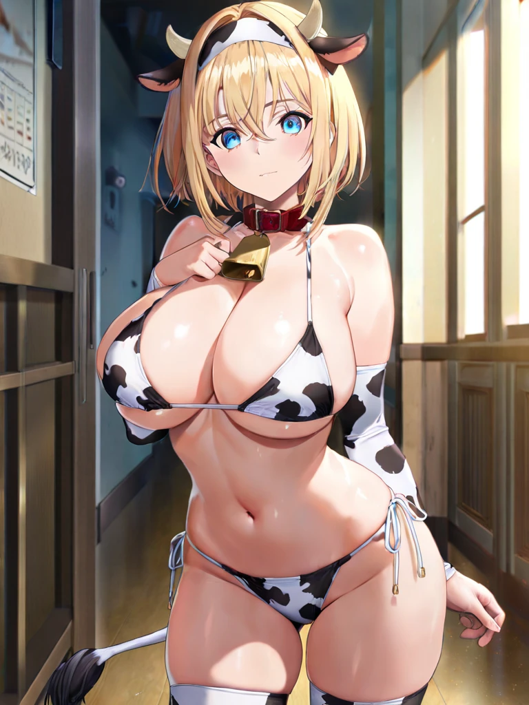 ((Highest quality)), ((masterpiece)), (detailed), One girl, Sexy gigantic breasts, blond hair, short cut hair, bunny ear headband, no clothes, NUDE, red high heels, embarrassed, in crowd casino