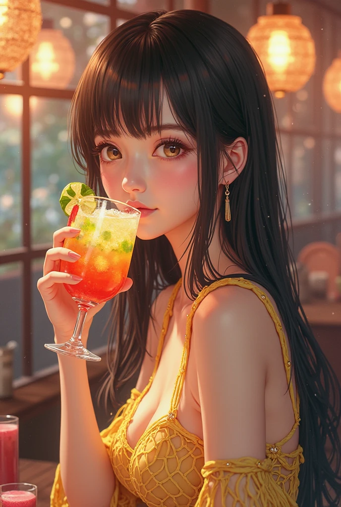 A Japanese woman in her 30s who lives in Fukuoka City and is looking for a sugar daddy says that when she orders a cocktail inspired by her sugar daddy, she always gets a pineapple cocktail.。Name is「Oseki-chan」