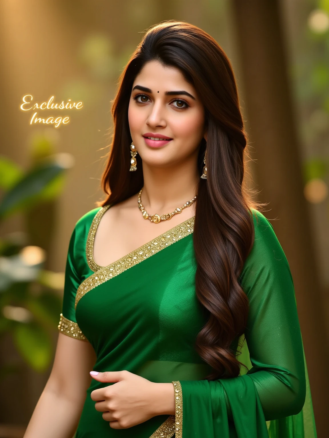 Wear Saree sitting, gorgeous royal, ((Katrina kaif:1.2)), (((covered Chest))), (Bateau blouse), (Halter neck blouse), (High neck blouse), long sleeve blouse, covered breast, full body covered, ((Katrina kaif:1.2)), jewellery, gem, necklace, gold bracelet, anklets, thick lips, skindentation, parted lips, ulzzang-6500-v1.1, portrait of a beautiful Indian woman, From Golden Skin, honey-coloured, fluffy turned, HDR, shallow depth of field, broad light, backlighting, bloom, light sparkles, chromatic aberration, sharp focus, Nikon Z 85mm, unparalleled masterpiece, ultra-realistic 8k photos, best quality masterpiece, best quality, (photorealistic:1.2), (realistic:1.5), (hyperrealistic:1.2),(photorealistic face:1.2), (close up:1.6), (light blonde hair), (blue eyes), ((big cheeks)), (beautiful face:1.8), (detailed face:1.6), (medium breast:1.2), (detailed bright eyes:1.5), (eyelashes:1.4), (smiling:1.3), (detailed long black hair), (Green saree:1.5), (narrow waist:1.5), (thigh: 1.5), (realistic human skin:1.6), (full curvy body) (detailed eyes), (seductive pose), (detailed facial features), (detailed clothes features), (necklace), (earrings), (bracelet), ( Silk Green saree)