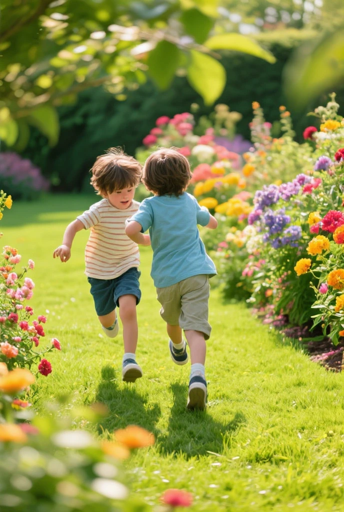 Two children playing in the garden --auto --s2