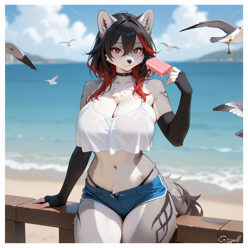 Masterpiece, (high quality:1.2), best picture quality, (high resolution:1.2), figure, (absurd resolution:1.2), digital painting, (artwork), (by Dagasi:1.25), (fluffy fur), anthro (fox:1.25), (Detailed face:1.5), Cute face, (Detailed Bikini:1.5), (outdoor, seaside, sitting:1.25), (detailed breasts:1.25),(hyper breasts:1.25), (big breasts:1.25), (huge breasts:1.25), perfect round breasts, (sexy body:1.5), breasts focus, Normal breasts structure, (Fifteen-year-old shota:1.2), (Huge bulge:1.3), (Big bulge:1.3), (Average boy's body:1.0), (crotch bulge:1.3), wide shoulders, (masculine:1.5), narrow hips, jaw line, normal bulge structure, (Knee Socks:1.0), (elbow gloves:1.2), detailed eyes, bright and clear eyes, (yaoi:1.25), (shota:1.5), (Humanoid body:1.5), (Super Handsome Face:1.5), (kemono shota:2.0), (leg muscles:1.25), (Perfect body:1.5), (perfect three-dimensional boobs:1.5), horny, (Detailed face:1.2), strong, (short pants:1.5), (athletic boy:1.35), 8k, 4k, 2k, Full HD Backgrounds, (shota body:1.25), (male waist:1.25), (male biceps:1.2), (male thigh muscles:1.0), (male arms:1.2), (male hands:1.2), (baby face:1.35), (correct anatomy:1.3), (Detailed body:1.35), (correct body proportions:1.35), (Breasts Cleavage:1.35), (upper part of body:1.2), (general male:1.5), (mammal:1.2), (bedroom eyes:1.2), (narrowed eyes:1.2), (detailed:1.5), (tenting:1.35), (manly:1.25), (busty:1.2), (orgasm face:1.5), (male haircut:1.25)
