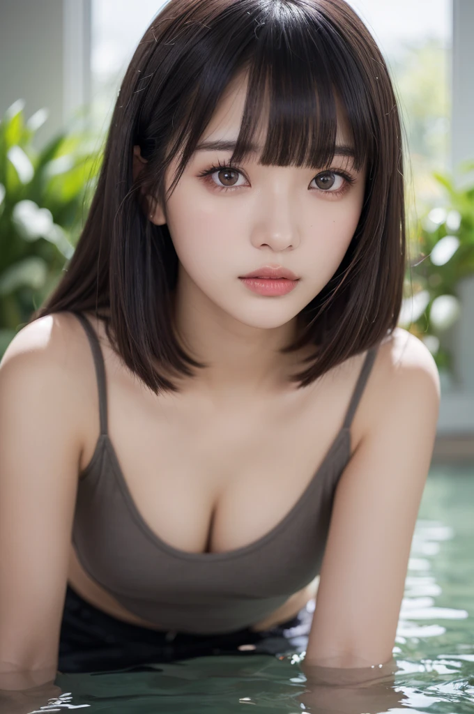 masutepiece, Best Quality, One girl, (Beautiful Girl:1.3), (16 years old:1.2), Very fine eye definition, (Symmetrical eyes:1.3), NSFW, (cute little、NSFW,fullnude、big areolae、erectile nipple、fissure、Detailed pubic area、clitoris in detail、Do not express male genitalia、complete hands、2 arms、complete fingers、Refers to 5 books), Beautiful breasts, Brown eyes, Parted bangs, Brown hair, Upper teeth、background outdoor blur、Chain Choker、Squatting、Open your crotch provocatively、