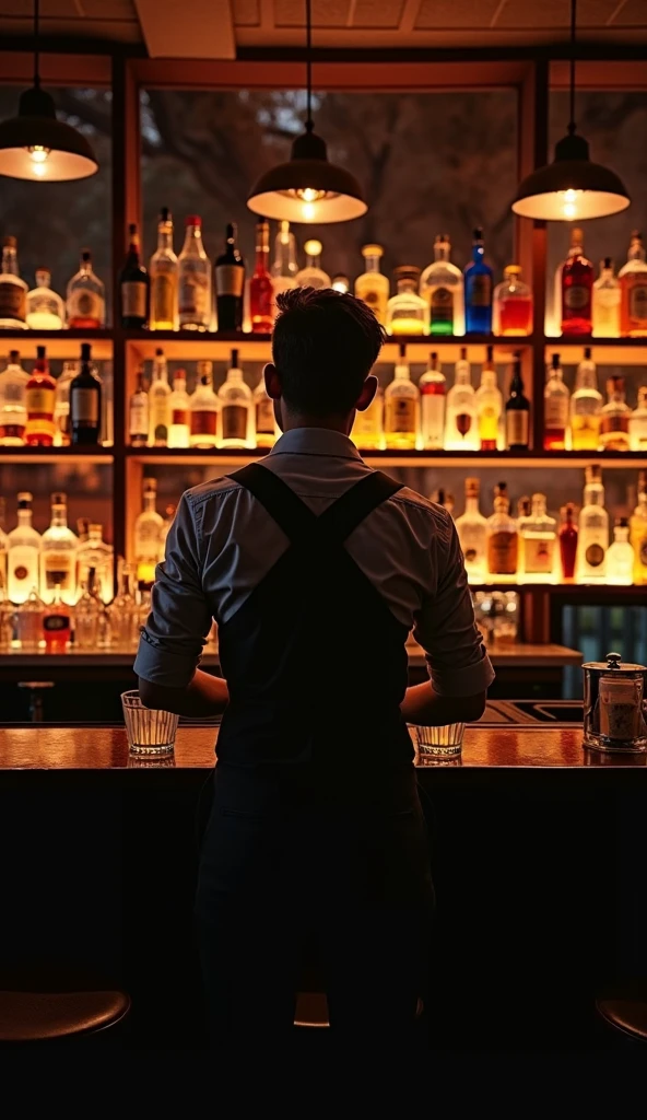 I am a bartender, and I am at a bar of a bar serving at the bar there are cocktails, a lot of money and white flour. in the bar there is no one, there is only my silhouette turning my back on the image, I am on the right side of the screen of a long horizontal bar.  Hay a lot of money and white flour en la barra. You can see my silhouette on the right side of the screen, the image is taken from inside the bar. THERE'S A LOT OF MONEY AND WHITE FLOUR ON THE BAR.