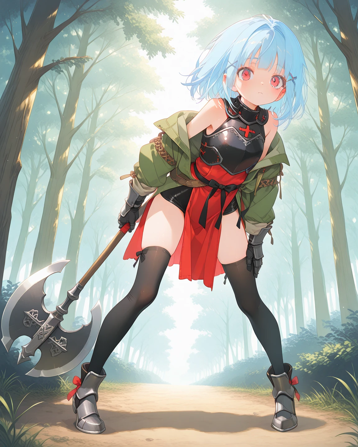 masterpiece, Highest quality, Highest quality, High resolution, concentrated、You can see the top and bottom of your underwear(Green underwear)、Open chest、The crotch is open、A warrior girl being attacked by many goblins(Magic wand)(Fire Magic)(Desperate look)(Horizontal)(White Hair)(Blue clothes)(Cape)(choker)(belt)(Heart Necklace)(Thigh knee-high socks)(Tear bags)(Earrings)(boots)(Clothes get a little torn)、Fighting Goblins、Side view、Drops of sweat fly、Dust cloud、Inside the ruins、Speed、
