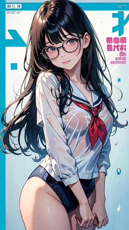(super flat, flat shading, flat color:1.1)、(magazine cover)、An illustration、(One Asian boyish girl)、(cute:1.2)、Very beautiful 14 year old girl manga、embarrassed look、cheeks are red、(high detail skin: 1.2)、Photorealistic anime girl rendering、Realistic anime 3D style、cuteボブカット、beautiful brown hair、intense black eyes、strong eye highlights、(Medium chest)、perfect anatomy、(sweaty)、Pale pink underwear、((wet with water))、thighs are open、head tilt、arm behind head、volume lighting、soft light、bright、neon、bright色、watercolor painting、sit on the bed
