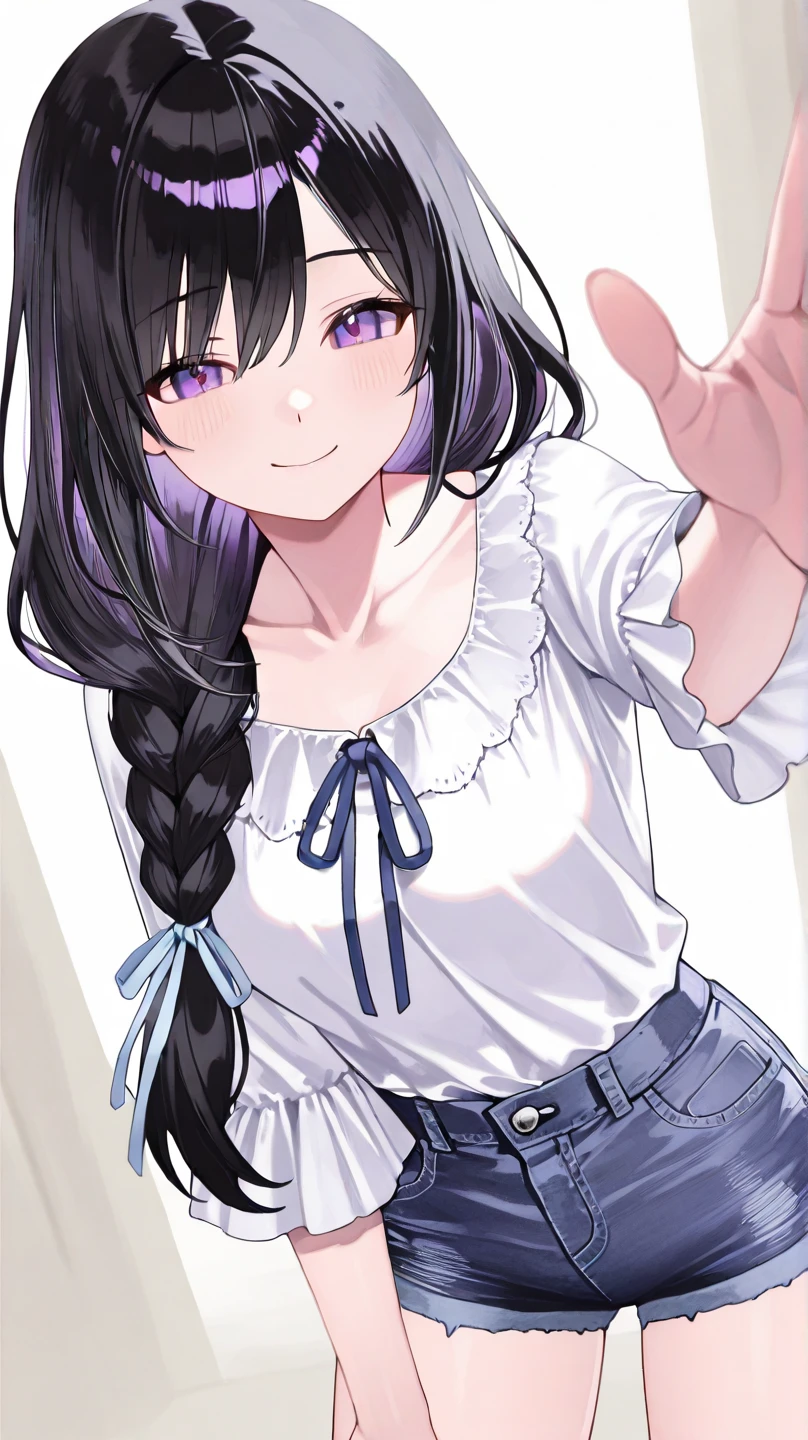 Knao tsuyuri,purple eyes, black hair, long hair, blunt bangs, bangs, side ponytail, butterfly hair ornament, detailed eyes,smile,Kintetsu no yaiba,anime coloring,
Break skirt, long sleeves, black jacket, pleated skirt, black skirt, knee, sheathed, belt buckle, white belt, white cape, demon slayer uniform, kimetsu no yaiba,break outdoor,day,cloud,burry background,((((white lace panties))),
break masterpiece ,8k unity wallpaper,anime key visual,highest quality, High resolution, unity 8k wallpaper, (shape:0.8),anime coloring,highly detailed face,shiny skin,fine skin,white skin,dense skin,detailed hair,highly detailed legs,perfect lighting, Detailed CG, (perfect hands, perfect anatomy),High resolution,(Detailed wear ),slender limbs, delicate curves, dainty hands,