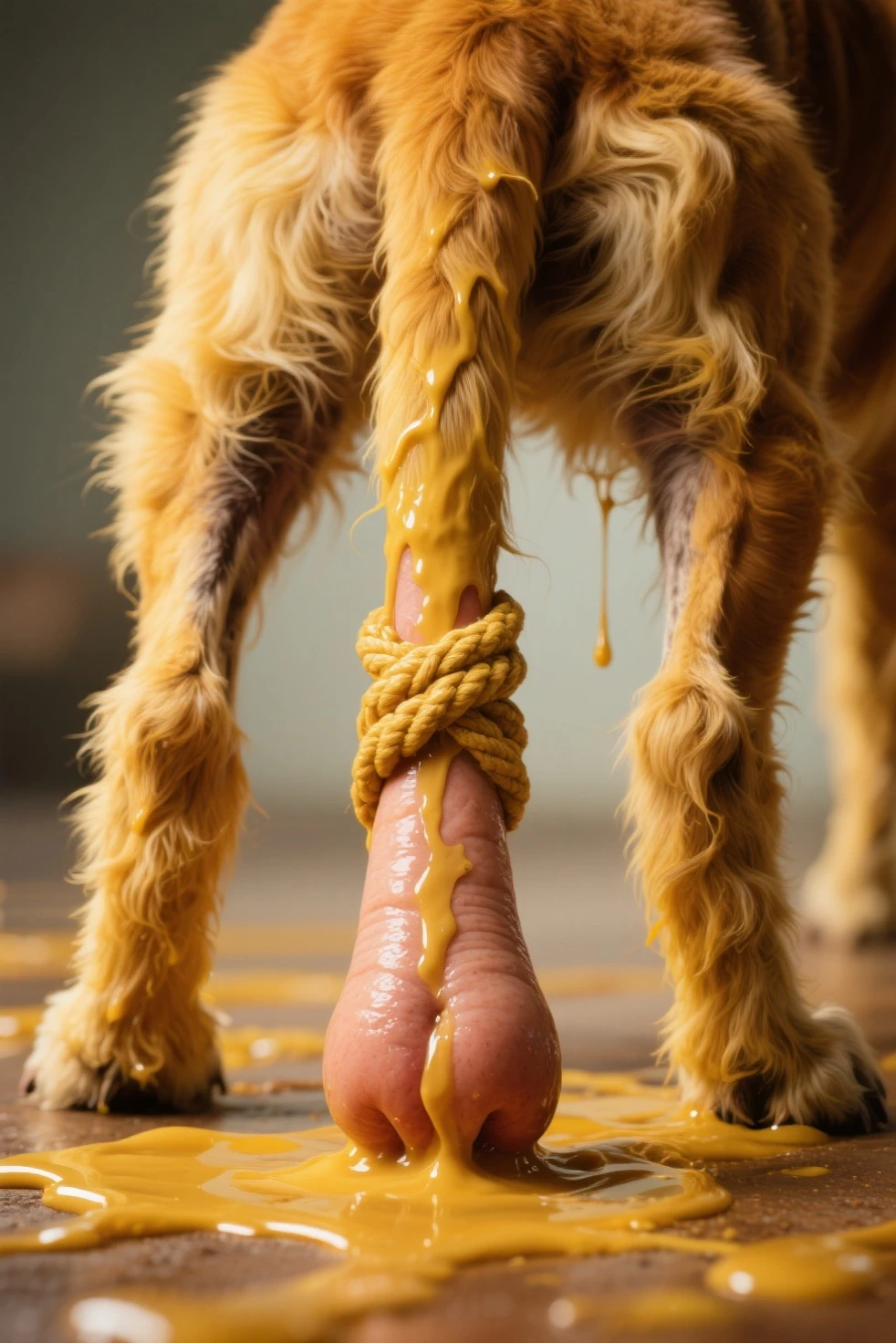masterpiece, high quality, realistic, detailed background, (((anthro, Shiba))), (feral), (((wide hips))), ((((Shiba under anthro behind, Shiba deepthroat, equine dildo anal, POV, anal, huge balls, on table)))), (masterpiece), best quality, 4k, 2k, ((((feral, duo, deepthroat, penis in own mouth)))), (((((Shiba, feral, cum, on back, paw, legs up, anus, excessive feces, dirty, messy, BDSM, tied up, huge belly, inflation, open mouth)))))