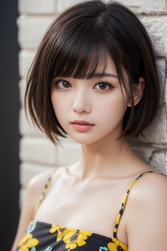((Medium chest:1.5))、((Face close-up:1.6))、((Brown short bob cut:1.7))、Feminine Cute Underwear woman, Blue LED light, Cute Underwear:1.6, Cleavage, high tech, Ultra-high resolution, 32K, (In underwear:1.7), (detailed:1.4), Cyberpunk City Background, Rainy Street, Beautiful Face, Brown short bob cut:1.6, Professional Lighting, masterpiece, Very delicate and beautiful, Professional photos