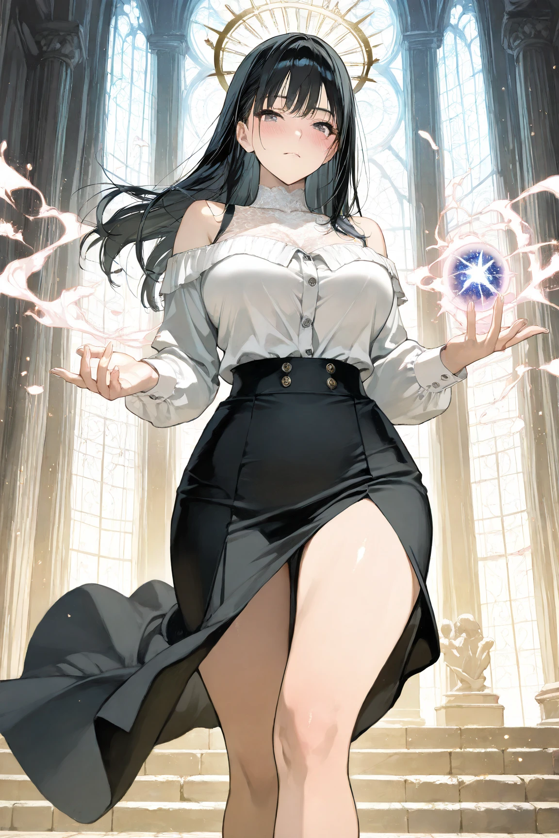 Mature beautiful woman,(Highest quality,Extremely detailed depiction,Incredibly absurd high resolution,Anatomically accurate depiction,Curvy Legs),(Glowing Skin,Shiny skin,),Cool female lawyer,suit,Tight Skirt,Lawyer Badge,Black tie,Glasses,Half-closed eyes:1.3,There is cleavage in the chest,Under trial,background:Under trialの法廷:1.3