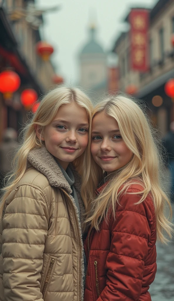 BLONDE 10 YEAR OLD , with red scarf, Asas de Anjo, cisne-negro.