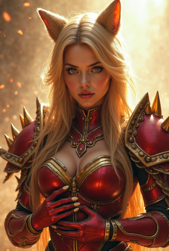 (((masterpiece, best quality))),(((high quality))),(((high resolution illustration))),(((hyper detail))),NSFW,(((Wordsworth's Sharon))),(((Very beautiful long blonde hair))),(((Very beautiful face))), ((((Detailed face)))),(((very beautiful blue eyes))),(((Realistic Skin))),(((her face is flushed))),(((slim body))),(((slim thighs))),(((small breasts))),(((very beautiful slender legs))),(((deep red armored dress armor with extremely detailed and intricate decoration:1.5))),(((beautiful earrings))),(((beautiful hair ornaments))),(((Late at night in the great hall of a luxurious medieval castle:1.4))),(((late at night:1.4))),(((wet her skin))),((Sharon is crying with tears streaming down her face:1.2))),,(((Her right hand is holding a sword:1.2))),(((Sharon is running away from many monsters:1.2))),(((Sharon is being chased by many monsters:1.5)))