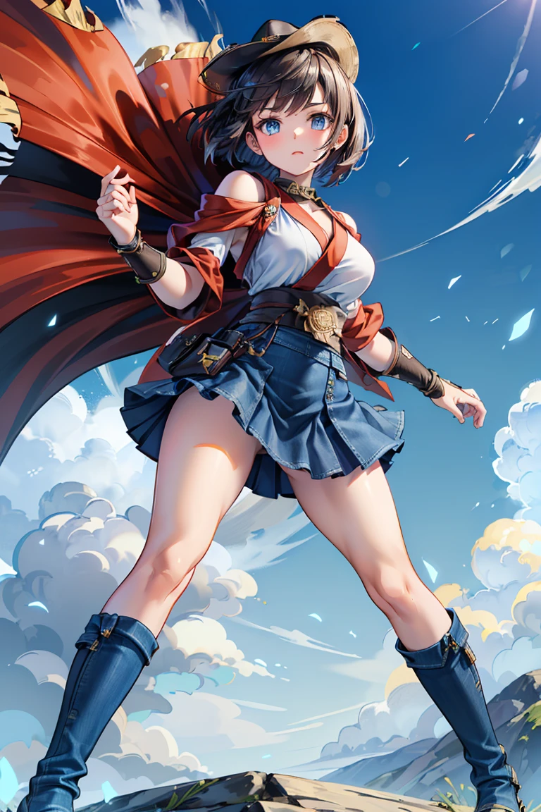 Super Detail, Attention to detail, high quality, 8k, A beautiful girl falling into a crater、Belly button