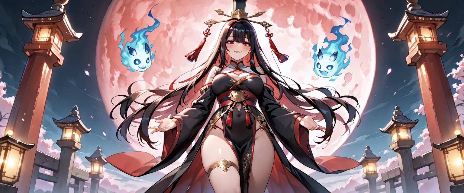 Exquisite eyes),(Clear and beautiful eyes:1.61),masterpiece, 1 young girl,(Black clothes and some red gems), Black long hair, (She has a huge red gem on her chest), Good Hand,((The Havoc of StarCraft)),full-body shot,Fighting Stance,(Red Eyes:1.466),short and small,(Very big breasts:1.35),(Pretty Face),(full-body shot:1.33),Beautiful hands