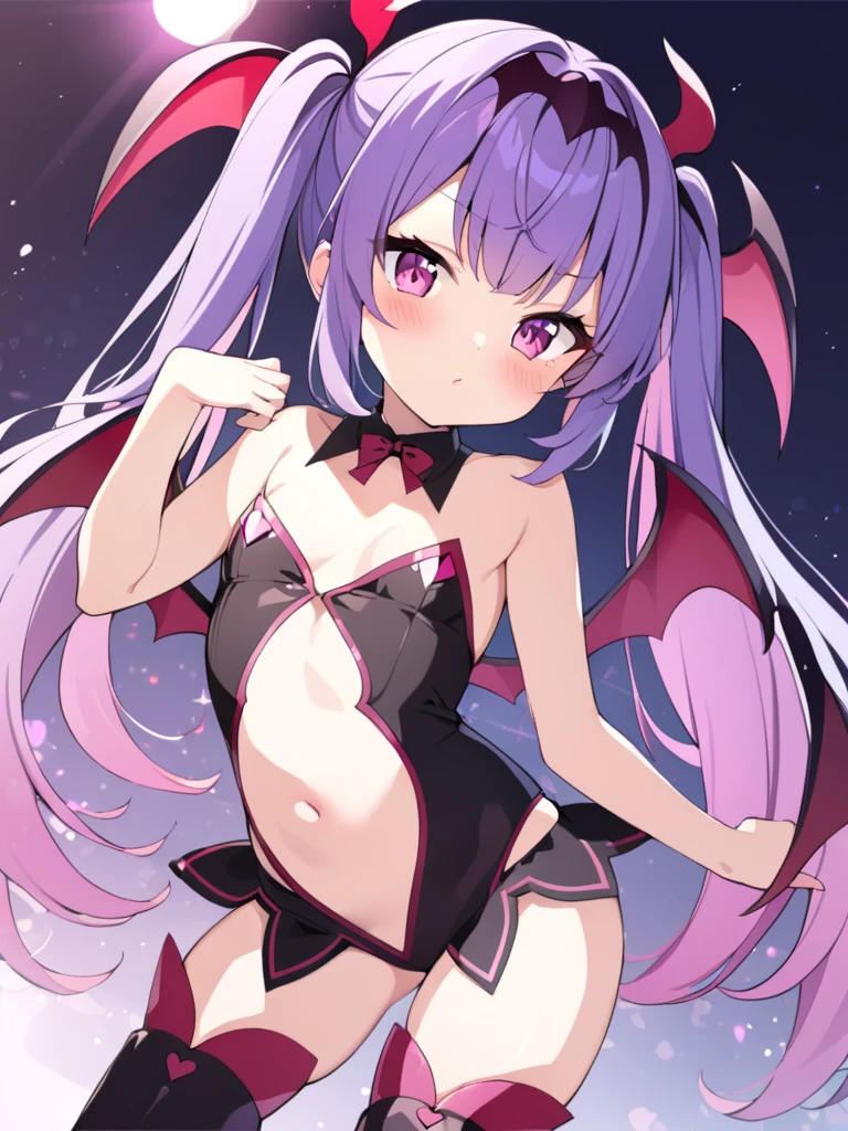 disorganized、High decomposition energy、(masterpiece)、best quality、(perfect anatomy)、very detailed, anime illustration,
(Depth of the bounds written)、Bokeh,
(Lori, Chiquita),
1 girl, cure prism, big , pink hair,
belly button, cleavage, micro skirt,
open legs,
black shiny costume, Obscene lines,
corruption, empty eyes, half-closed eyes, evil smile, no pupils