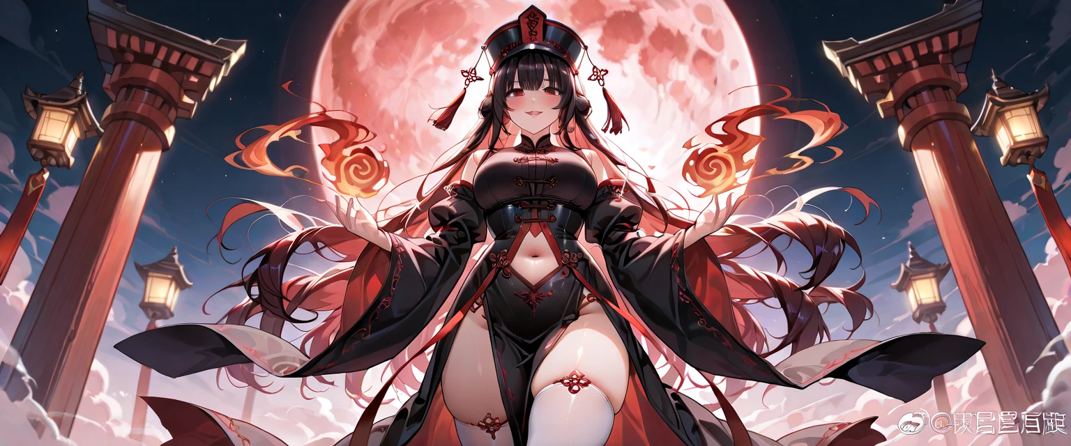 vampire, priestess, woman, big breasted, angry stare, standing, full view