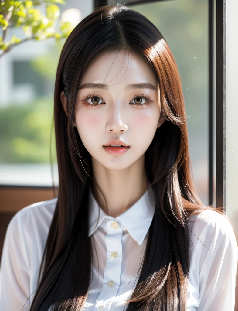 ​masterpiece、top-quality)、1 beutiful girl、Slim body、((Black and white plain clothes:1.1))、(Detailed beautiful eyes)、Walk around the store、((Boyish Brown Medium Hair))、((Smaller face))、((Neutral face))、((Face seen from the side))、((Light brown eyes))、((Korean Girl))、((18year old))、((cool lady))、((Wild look))、((Korean Makeup))、((elongated and sharp eyes))、((Happy dating))、((looking distantly))、((boyish))、((Shot from the same height as your face))、((Viewers are tall))、((She is walking in front of the viewer))、((Spoiled by viewers))