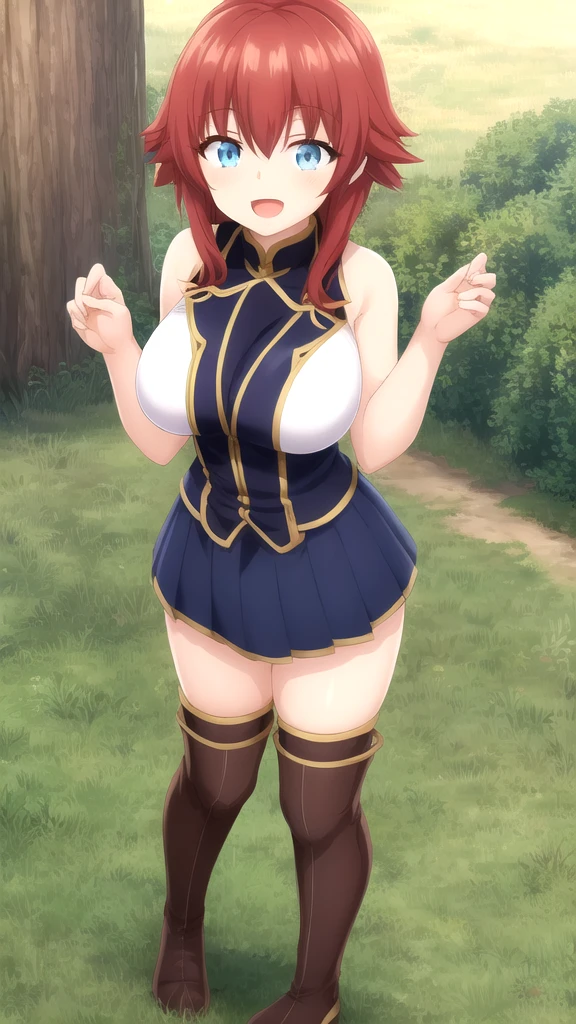 (obra maestra, Mejor calidad:1.2), tiro de vaquero, Solo, 1 chica, pyrrha nikos, libidinoso, boca cerrada, Mirando al espectador, es, Caderas anchas, camisa, correa, de pie, cuerpo completo, full body, vista desde abajo, contra picada, piernas estiradas, piernas aparte, cielo azul, erotica, pechos grandes, latex boots, latex gloves, pezones sin censura, vagina, micro bikini negro