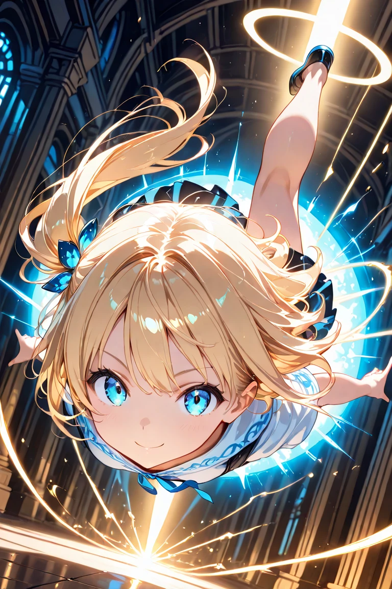 A beautiful woman, happy expression, vivir2d art style, detailed kawaii face, blue file,detailed eyes, detailed lips, 1girl, colorful, vibrant colors, glowing, soft lighting, photorealistic, 8k, high quality, masterpiece, boob tent