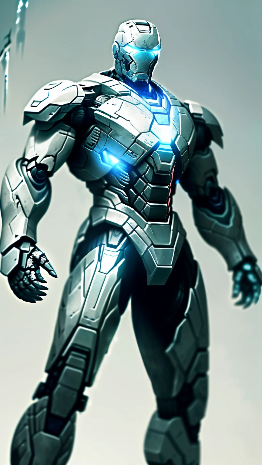 White Ranger from Power Rangers, frontal, full-length, looking at the camera, facing the audience, standing pose, simple background, three-dimensional light, detailed full-body concept, sleek digital concept art, beautiful full-body concept art, art trend, full-length CGsociety,