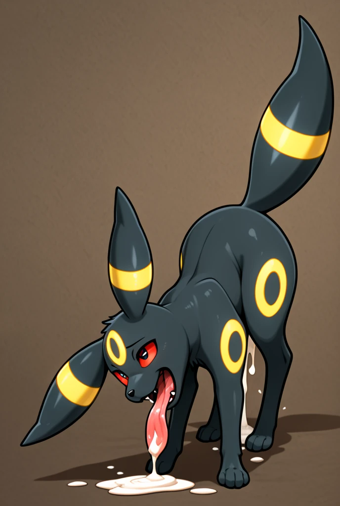Alone, score_9,score_8_up,score_7_up, anthro female umbreon, naked, nipples, vagina, standing, back view, indoors.