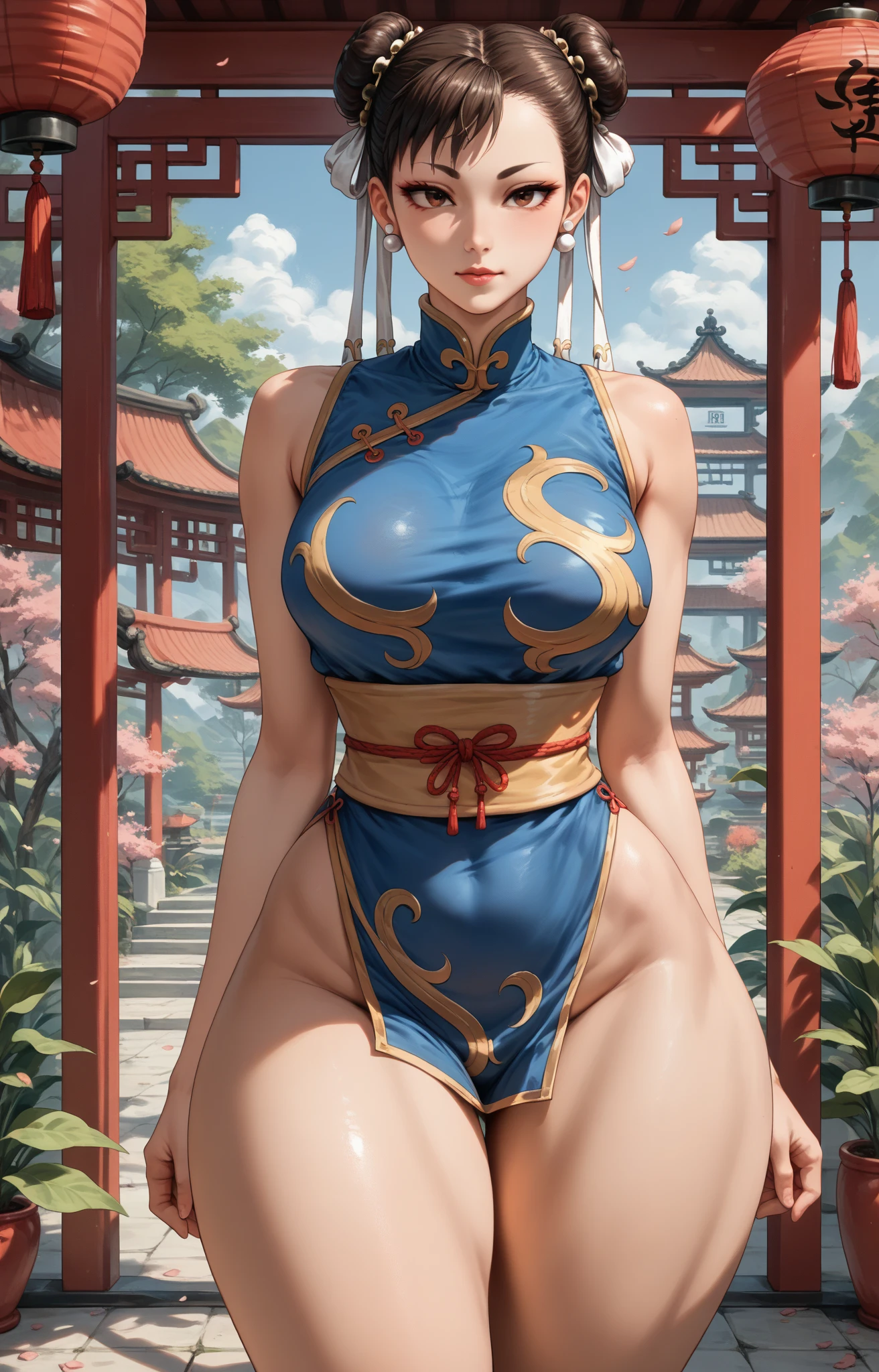 unparalleled masterpiece, perfect artwork, ((perfect female figure)), short hair, blonde hair, skinny, realistic, solo, (photorealistic:1.4), best quality, ultra high res, 1girl, china dress, Kpop ido, cleavage, full_body, (gigantic breasts), huge breasts, beautiful, masterpiece, best quality, extremely detailed face, perfect lighting, solo,no makeup, best quality, ultra high res, (photorealistic:1.4), ultra detailed, masterpiece, best quality, ulzzang-6500-v1.1
