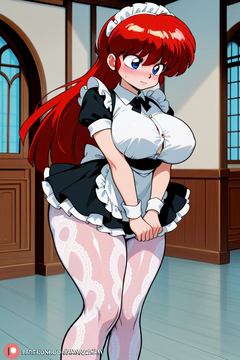 (((my little pony))), solo, white body, ((long maid costume)), ((seductive perky big butt)), radiant lighting, vibrant colors, whimsical atmosphere, 8K, high resolution, highly detailed, masterpiece, (glossy oiled body), ((shy face)), ((pony breasts)), (((cover photo for an sexy magazine:1.2))), lace stockings, (((long red hair))) (((red eyes))), (((white body))), ((panties aside))