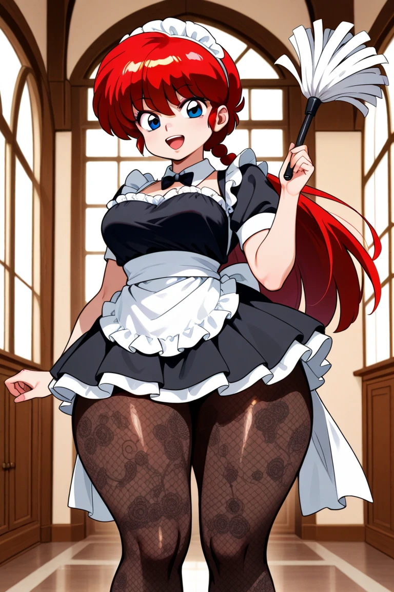 In the bedroom Two young redhead beauties maids show their asses,He holds his ass with his hands, sexy maid uniform, erotic thong