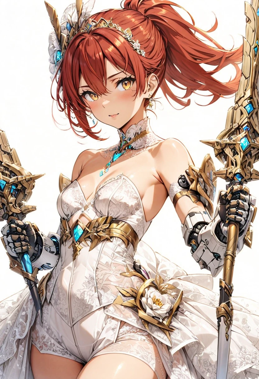 masterpiece, best quality, good quality, Highly detailed, shadowverse style, female, , red hair, mix color hair, modern fantasy aesthethic