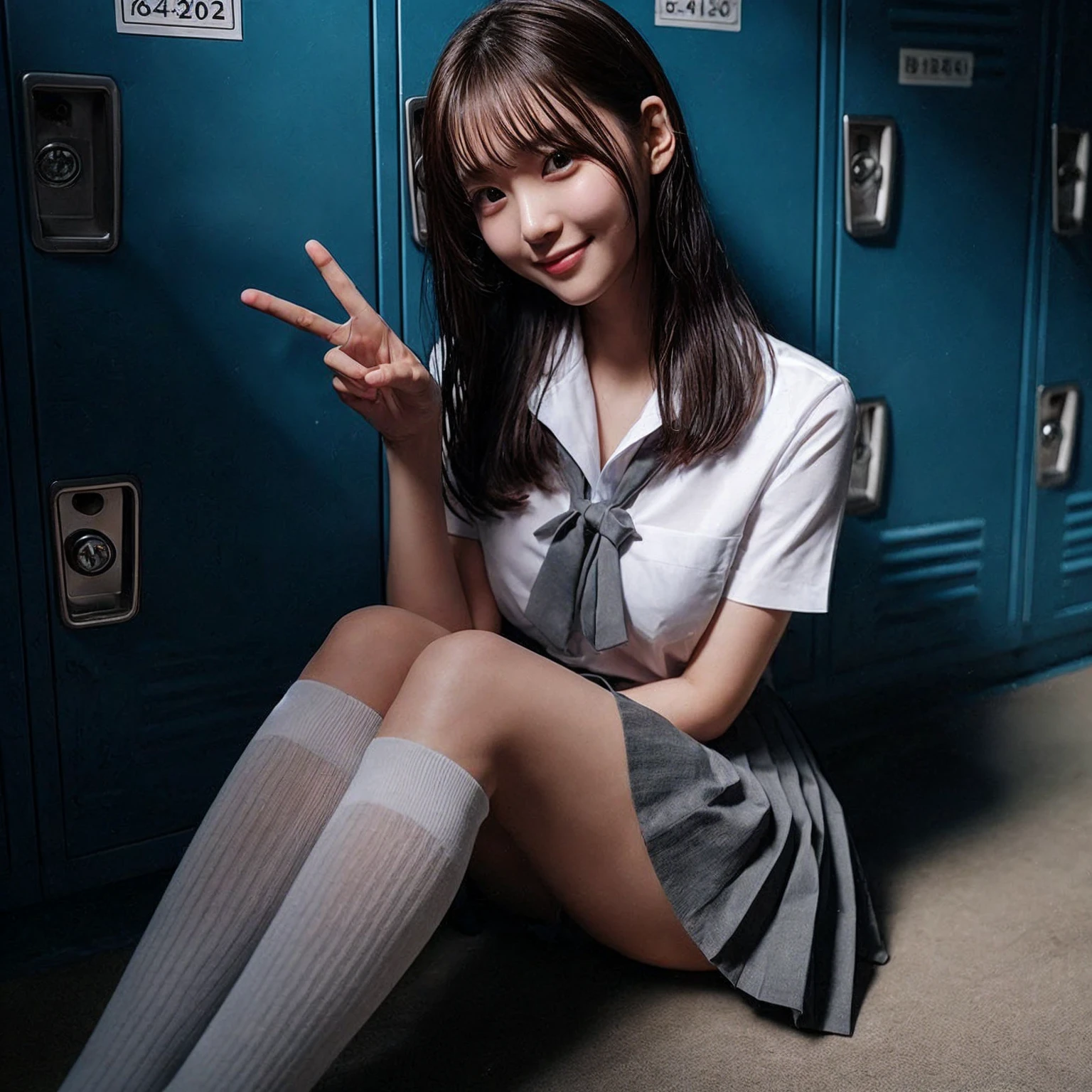 A beautyful girl, Move her center of gravity back, her feet forward,Hands outstretched, (whitegloves: 1.Put her feet in the hand circle, Gladly, Cap cap, Thin leg, White short-sleeved top, leotard skirt, knees at 90 degrees, heels on the ground on, hands in front of your feet, Hold your legs, Kneeling, pedestrian walkway, RAW photogr, 8K, Best quality at best, 超高分辨率, beautiful face detail, Real human skin, Front view, The angle of view from below, long whitr hair, actual, actual, cute big breasts, short skirt, Squatting deep in the city, cute big breasts schoolgirl, Japanese schoolgirl uniform, Surreal female high school student, full bodyesbian,